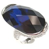 Silver Ring W/ Dark Blue And White CZ