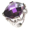 Silver Ring W/ Dark Purple CZ