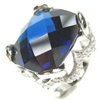 Silver Ring W/ Dark Blue CZ