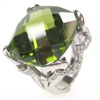 Silver Ring W/ Dark Peridot CZ