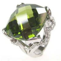 Silver Ring W/ Dark Peridot CZ