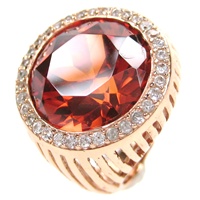 Silver Ring (Rose Gold Plated) with White & Champagne CZ