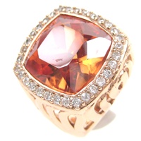 Silver Ring (Rose Gold Plated) W/ White & Champagne CZ