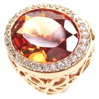 Silver Ring (Rose Gold Plated) W/ White & Champagne CZ