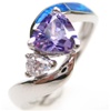 Silver Ring w/ Inlay Created Opal & Tanaznite CZ