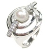 Silver Ring W/ Fresh Water Pearl and White CZ