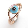 Silver Ring with Inlay Created Opal, Light Blue & Black Enamel