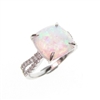Silver Ring with Inlay Created Opal & White CZ