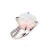 Silver Ring with Inlay Created Opal & White CZ