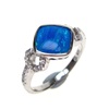 Silver Ring with Inlay Created Opal & White CZ