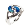 Silver Ring with Inlay Created Opal