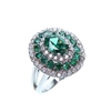 Silver Ring with White and Emerald CZ