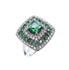 Silver Ring with White and Emerald CZ