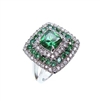 Silver Ring with White and Emerald CZ