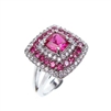 Silver Ring with White and Ruby CZ