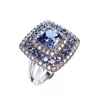 Silver Ring with White and Sapphire CZ