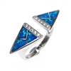 Silver Ring with Inlay Created Opal and White CZ
