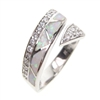 Silver Ring with Inlay Created Opal and White CZ