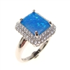 Silver Ring with Inlay Created Opal and White CZ