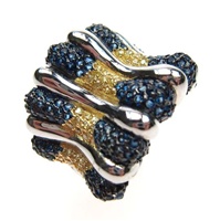 Silver Ring w/ Citrine & Sapphire Color CZ