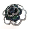 Silver Ring w/ White, Emerald & Sapphire CZ