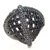 Silver Ring (Black Rhodium Plated) w/ Black & White CZ