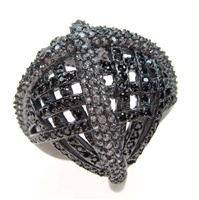 Silver Ring (Black Rhodium Plated) w/ Black & White CZ