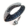 Silver Ring w/ White, Sapphire & Blue Topaz CZ