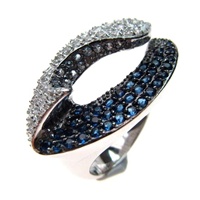 Silver Ring w/ White, Sapphire & Blue Topaz CZ