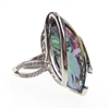 Sterling Silver Ring with Rainbow Mystic Quartz and White CZ