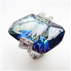 Sterling Silver Ring with Bluish Mystic Quartz and White CZ