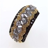 Silver Ring (Gold Plated) w/ White & Chocolate CZ