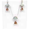 Silver Earring and Pendant Set (Rhodium Plated) W/ Inlay Created Opal and Champagne CZ