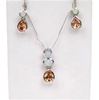Silver Earrings and Pendant Set (Rhodium Plated) w/ Inlay Created Opal & Champagne CZ