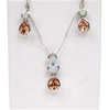 Silver Earrings and Pendant Set (Rhodium Plated) w/ Inlay Created Opal & Champagne CZ