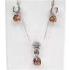 Silver Earrings and Pendant Set (Rhodium Plated) w/ Inlay Created Opal & Champagne CZ