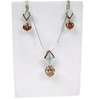 Silver Earrings and Pendant Set (Rhodium Plated) w/ Inlay Created Opal & Champagne CZ