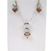 Silver Earrings and Pendant Set (Rhodium Plated) w/ Inlay Created Opal & Champagne CZ