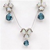 Silver Earrings and Pendant Set (Rhodium Plated) w/ Inlay Created Opal & Blue Topaz CZ
