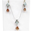 Silver Earrings and Pendant Set (Rhodium Plated) w/ Inlay Created Opal & Champagne CZ