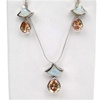 Silver Earrings and Pendant Set (Rhodium Plated) w/ Inlay Created Opal & Champagne CZ