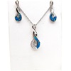 Silver Earrings and Pendant Set with Inlay Created Opal and White CZ