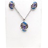 Silver Earrings and Pendant Set with Inlay Created Opal and Tanzanite CZ