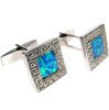 Silver Cufflink (Rhodium Plated) w/ Inaly Created Opal