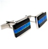 Silver Cufflink (Rhodium Plated) w/ Inaly Created Opal & Onyx