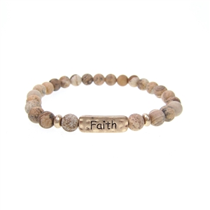 Inspirational Stretch Bracelet - "Faith" 6mm Brown