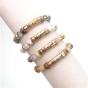 Inspirational Stretch Bracelet - "Blessed" 10mm