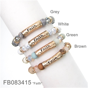 Inspirational Stretch Bracelet - "Faith" 8mm