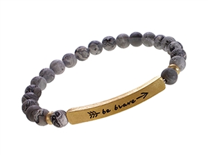 Inspirational Stretch Bracelet - "be brave" 6mm