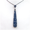 Silver Pendant (Black Rhodium Plated)  with Sapphire and White CZ